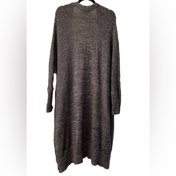 Sympli Long Gray Long-Sleeve Open-Front Duster Cardigan - Picture 2 of 6